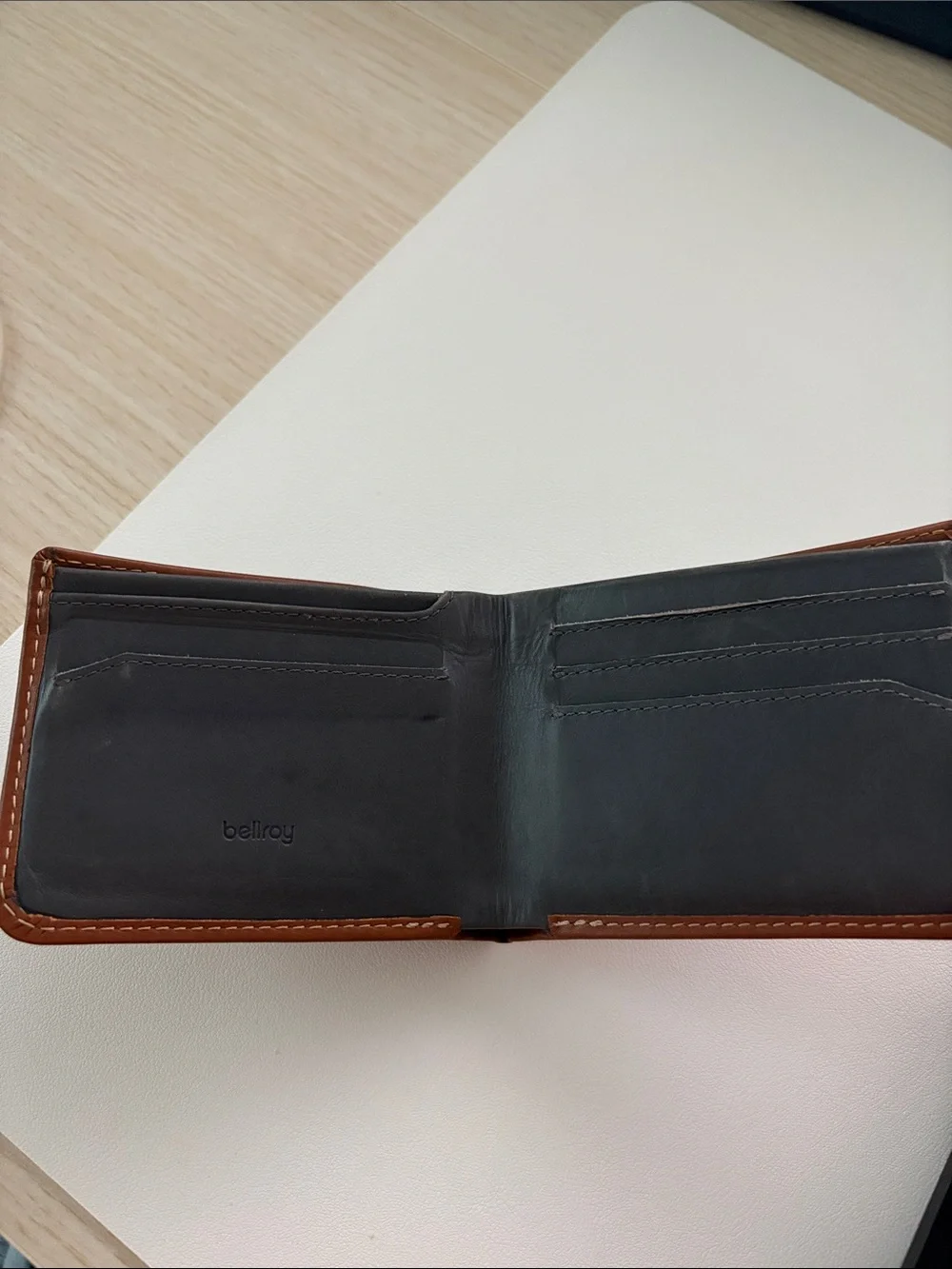 Bellroy Brown Leather Bi-Fold Wallet with Owl Logo